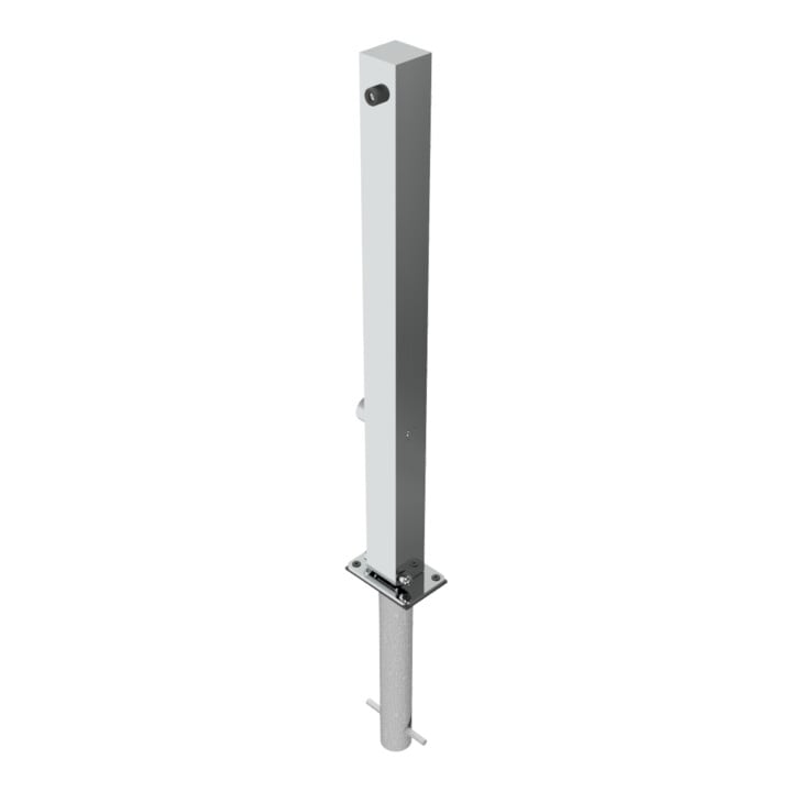 Schake Sperrpfosten aus Edelstahl Typ 4070FUH, umlegbar-, 70x70mm + Dreikantverschluß zum Einbetonieren