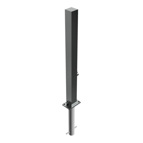 Schake Sperrpfosten aus Edelstahl Typ 4070FUH, umlegbar-, 70x70mm + Dreikantverschluß zum Einbetonieren