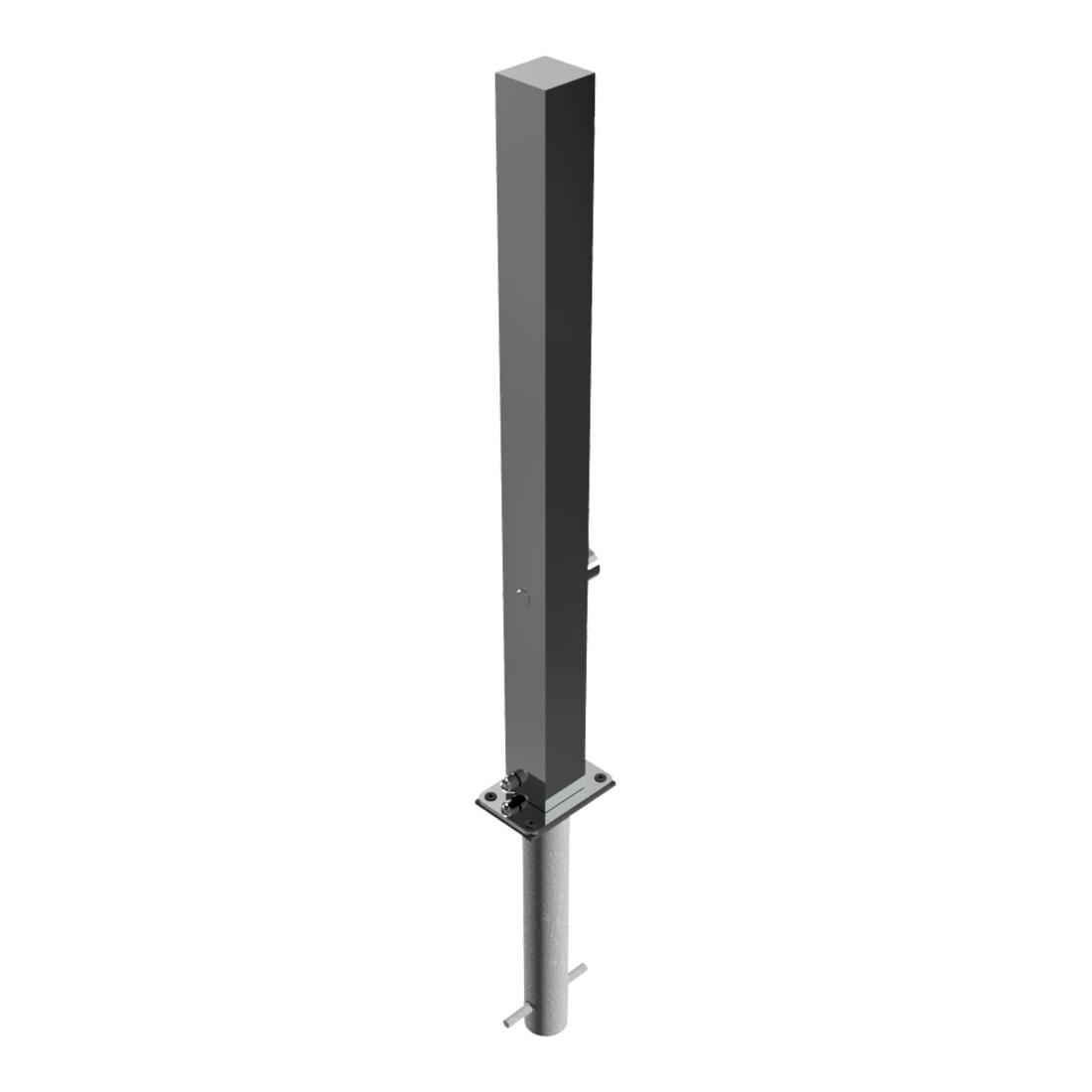 Schake Sperrpfosten aus Edelstahl Typ 4070FUH, umlegbar-, 70x70mm + Dreikantverschluß zum Einbetonieren