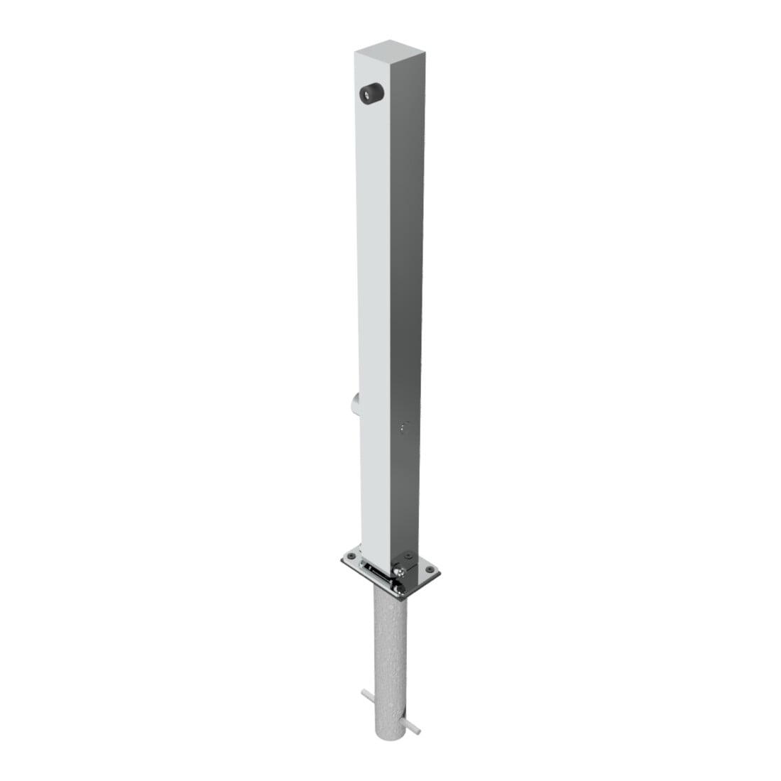 Schake Sperrpfosten aus Edelstahl Typ 4070FUH, umlegbar-, 70x70mm + Dreikantverschluß zum Einbetonieren