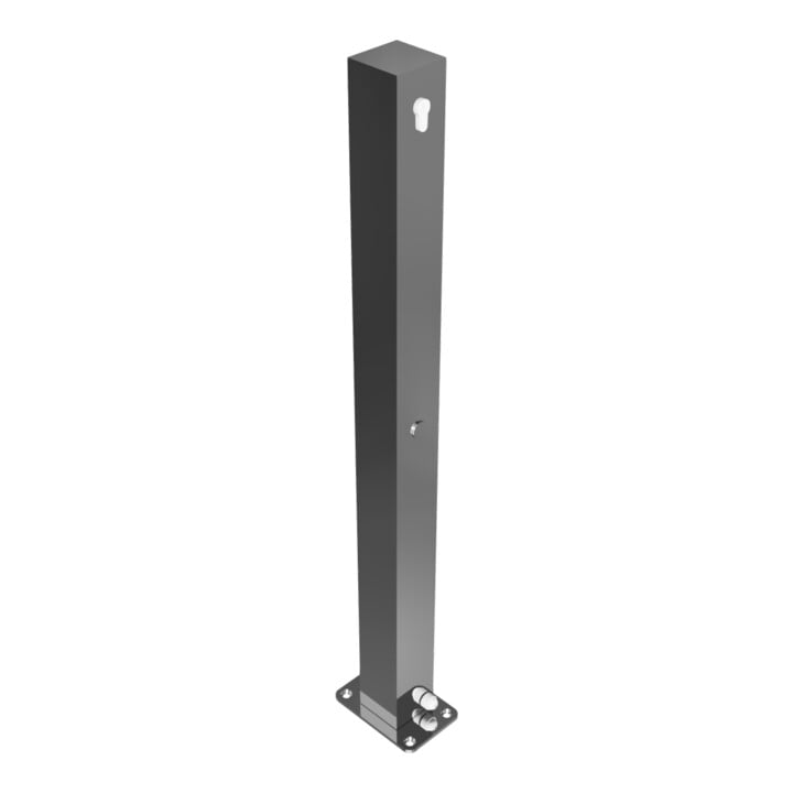 Schake Sperrpfosten aus Edelstahl Typ 4070UZ, umlegbar-, 70x70mm + Zylinderschloss zum Aufdübeln