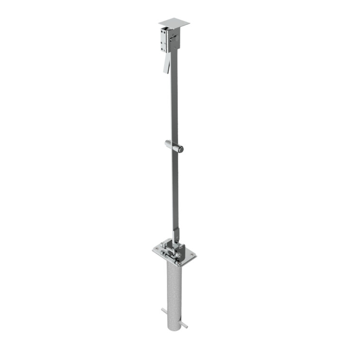 Schake Sperrpfosten aus Edelstahl Typ 4070UZH, umlegbar-, 70x70mm + Zylinderschloss zum Einbetonieren