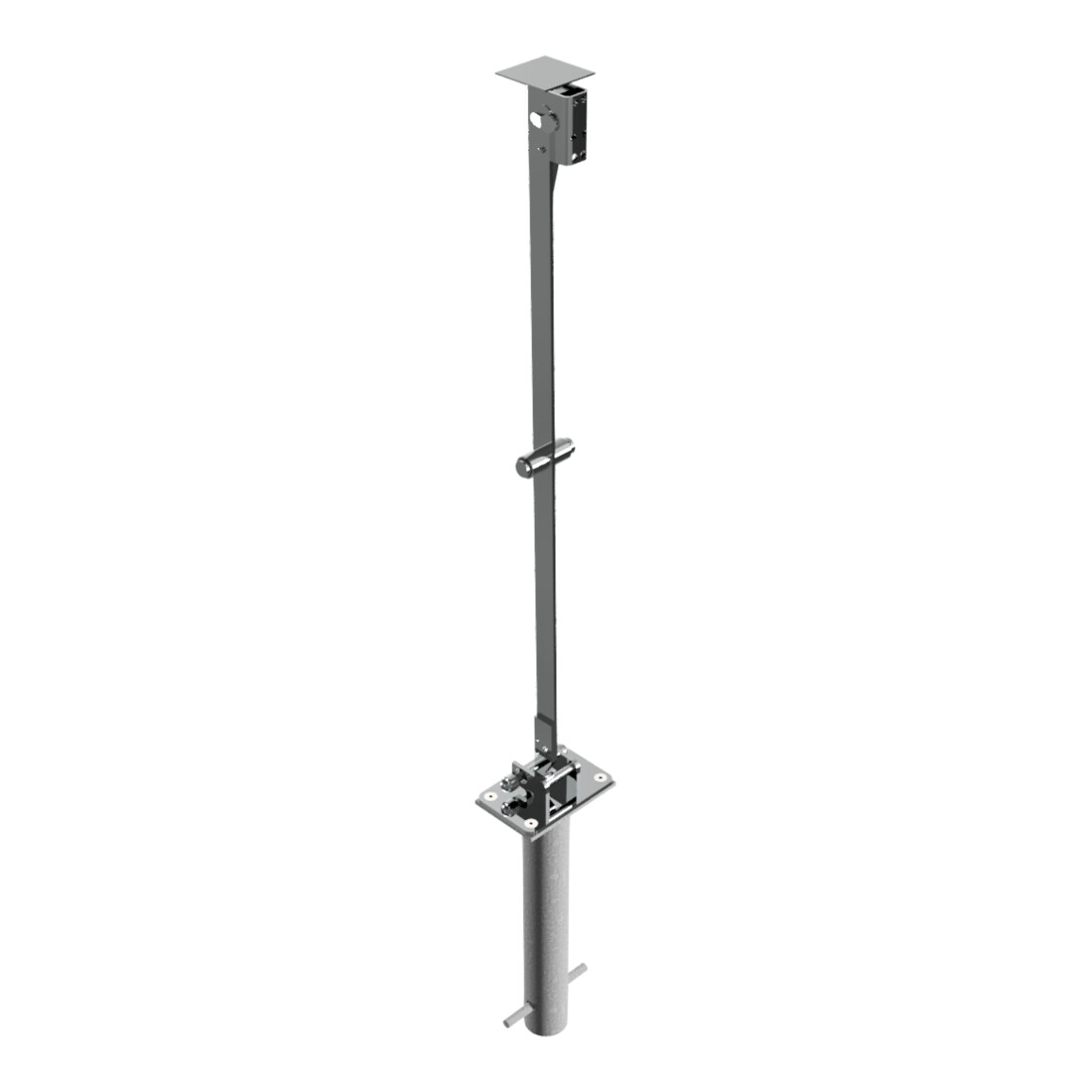 Schake Sperrpfosten aus Edelstahl Typ 4070UZH, umlegbar-, 70x70mm + Zylinderschloss zum Einbetonieren