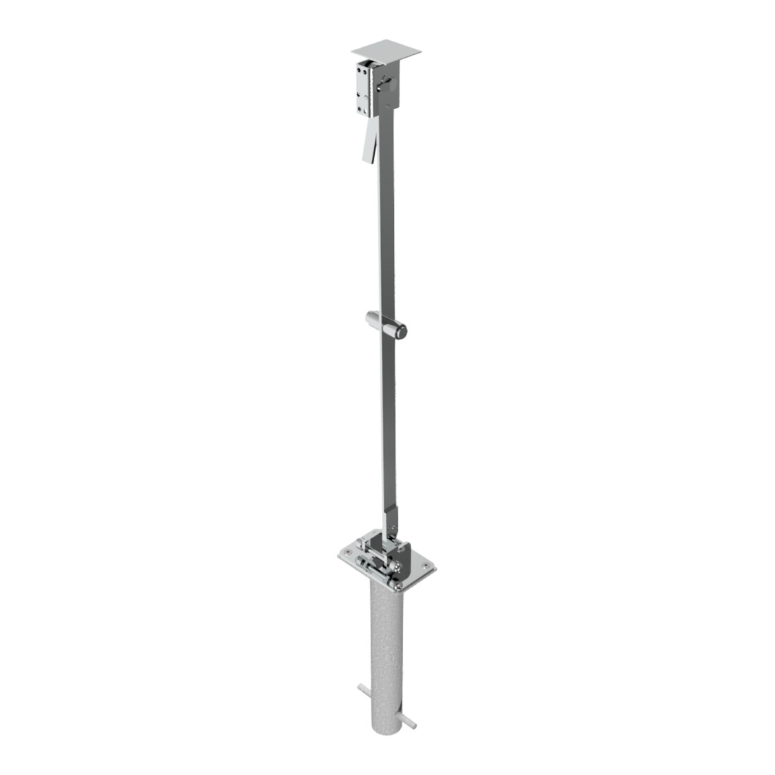 Schake Sperrpfosten aus Edelstahl Typ 4070UZH, umlegbar-, 70x70mm + Zylinderschloss zum Einbetonieren