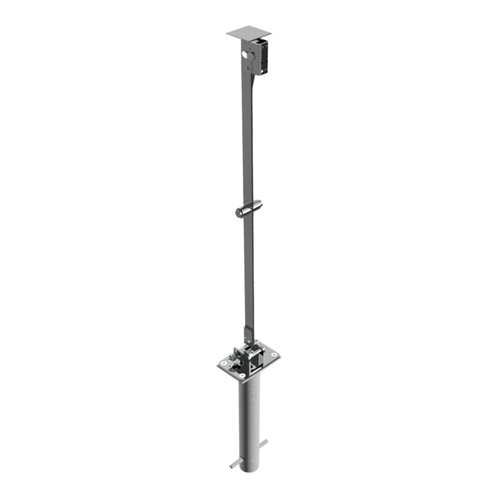 Schake Sperrpfosten aus Edelstahl Typ 4070UZH, umlegbar-, 70x70mm + Zylinderschloss zum Einbetonieren
