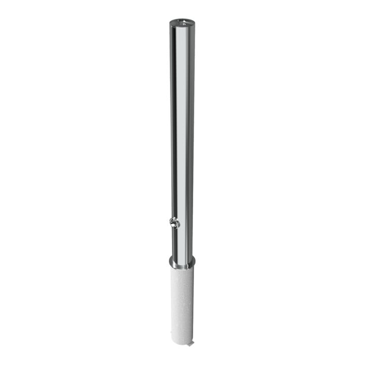 Schake Sperrpfosten aus Edelstahl Typ 4072F Ø 76mm, herausnehmbar, geschliffen + Dreikantverschluß + Bodenhülse