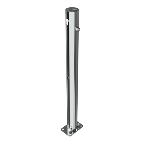 Schake Sperrpfosten aus Edelstahl Typ 4072UZ, umlegbar-, Ø 76mm + Profilzylinder zum Aufdübeln, geschliffen