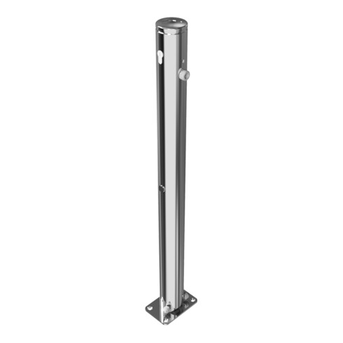 Schake Sperrpfosten aus Edelstahl Typ 4272UZ, umlegbar-, Ø 76mm + Profilzylinder zum Aufdübeln, geschliffen