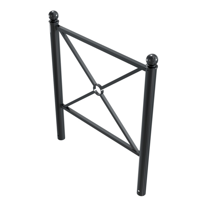 Schake Stadtbarriere "Croix de St. André" Stahl, Länge 1000mm Gesamthöhe 1300mm Pfosten Ø 76mm + Kugelkopf, Querstreben 30 x 30mm, Diagonalstreben 25 x 25mm, beschichtet, in RAL
