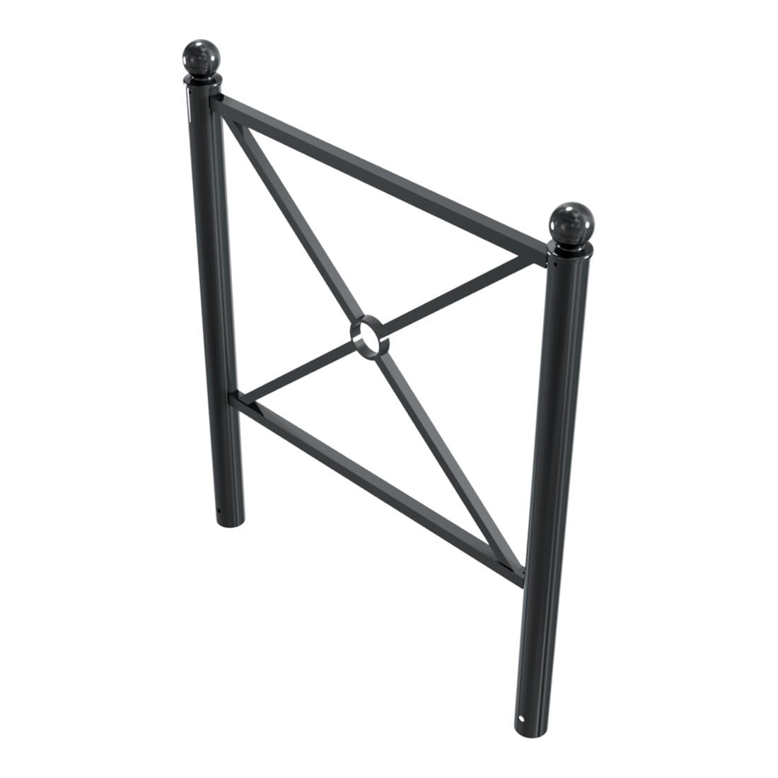 Schake Stadtbarriere "Croix de St. André" Stahl, Länge 1000mm Gesamthöhe 1300mm Pfosten Ø 76mm + Kugelkopf, Querstreben 30 x 30mm, Diagonalstreben 25 x 25mm, beschichtet, in RAL