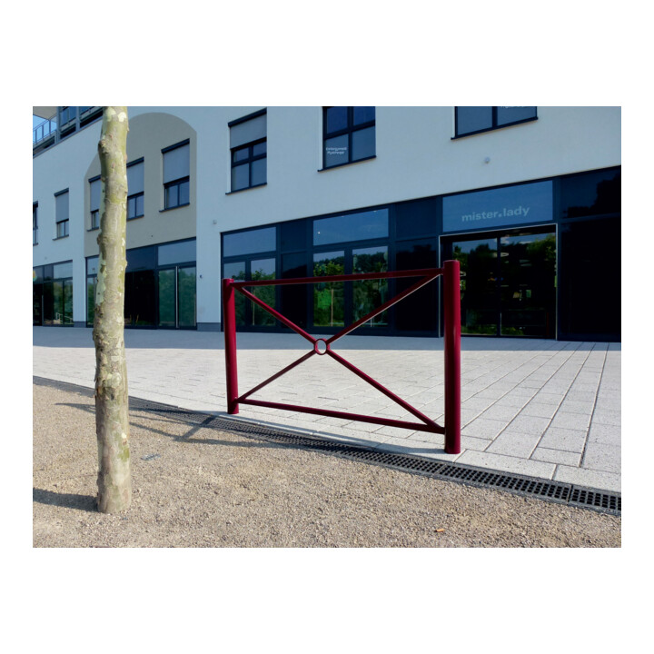 Schake Stadtbarriere "Croix de St. André" Stahl, Länge 1000mm Gesamthöhe 1300mm Pfosten Ø 76mm + Kugelkopf, Querstreben 30 x 30mm, Diagonalstreben 25 x 25mm, beschichtet, in RAL