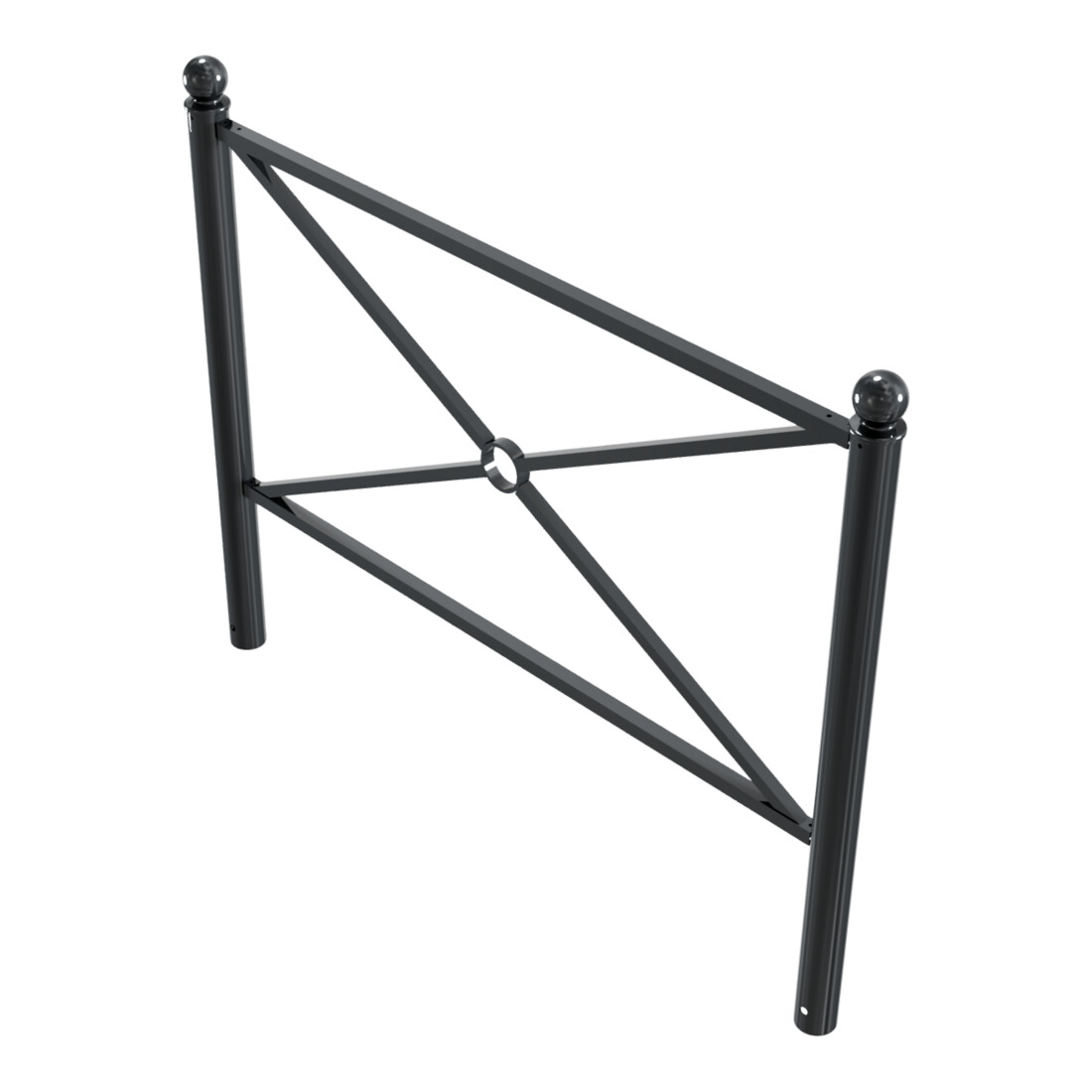 Schake Stadtbarriere "Croix de St. André" Stahl, Länge 1500mm Gesamthöhe 1300mm Pfosten Ø 76mm + Kugelkopf, Querstreben 30 x 30mm, Diagonalstreben 25 x 25mm, beschichtet