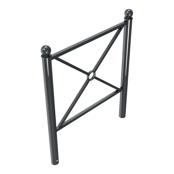 Schake Stadtbarriere "Croix de St. André" Stahl, Länge 1000mm Gesamthöhe 1300mm Pfosten Ø 76mm + Kugelkopf, Querstreben 30 x 30mm, Diagonalstreben 25 x 25mm, beschichtet, in RAL