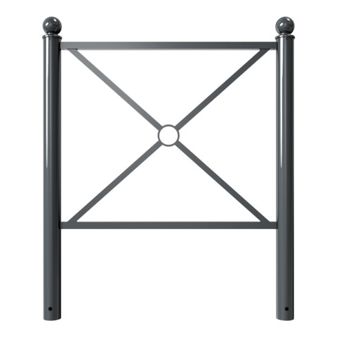 Schake Stadtbarriere "Croix de St. André" Stahl, Länge 1000mm Gesamthöhe 1300mm Pfosten Ø 76mm + Kugelkopf, Querstreben 30 x 30mm, Diagonalstreben 25 x 25mm, beschichtet, in RAL