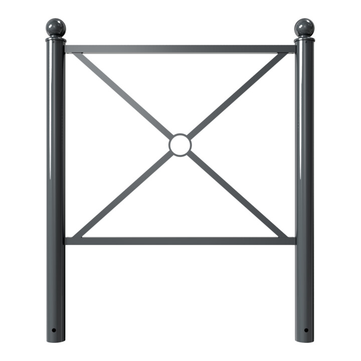 Schake Stadtbarriere "Croix de St. André" Stahl, Länge 1000mm Gesamthöhe 1300mm Pfosten Ø 76mm + Kugelkopf, Querstreben 30 x 30mm, Diagonalstreben 25 x 25mm, beschichtet, in RAL