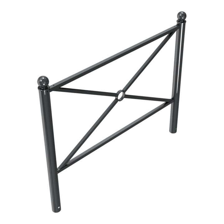 Schake Stadtbarriere "Croix de St. André" Stahl, Länge 1500mm Gesamthöhe 1300mm Pfosten Ø 76mm + Kugelkopf, Querstreben 30 x 30mm, Diagonalstreben 25 x 25mm, beschichtet