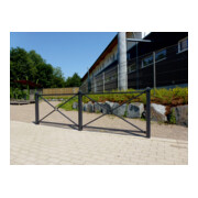 Schake Stadtzaun, Endpfosten + Flachkopf, Vierkantrohr 70x70mm + Stahlkappe, beschichtet, Höhe 1000mm über Flur, zum einbetonieren, 2 Verbindungslaschen-2