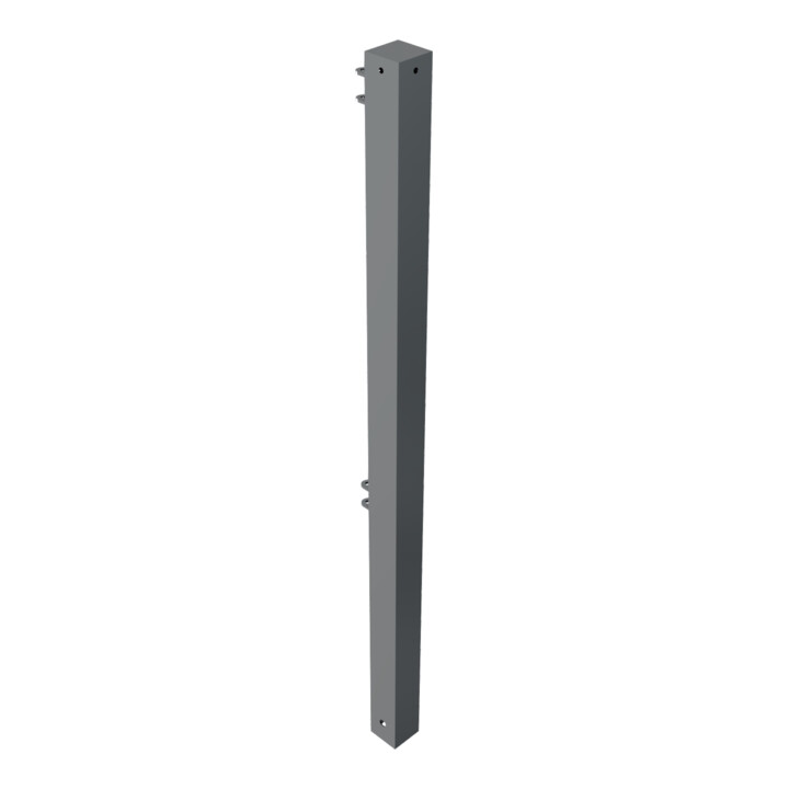 Schake Stadtzaun, Endpfosten + Flachkopf, Vierkantrohr 70x70mm + Stahlkappe, beschichtet, Höhe 1000mm über Flur, zum einbetonieren, 2 Verbindungslaschen