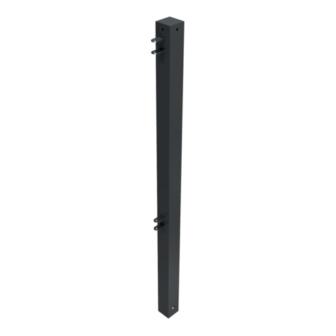 Schake Stadtzaun, Endpfosten + Flachkopf, Vierkantrohr 70x70mm + Stahlkappe, beschichtet, Höhe 1000mm über Flur, zum einbetonieren, 2 Verbindungslaschen