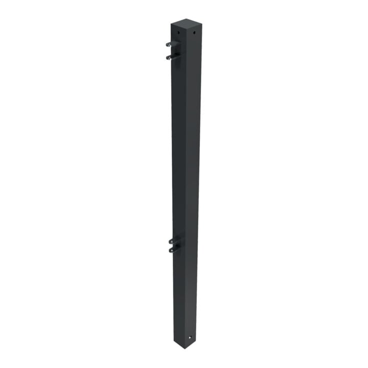 Schake Stadtzaun, Endpfosten + Flachkopf, Vierkantrohr 70x70mm + Stahlkappe, beschichtet, Höhe 1000mm über Flur, zum einbetonieren, 2 Verbindungslaschen