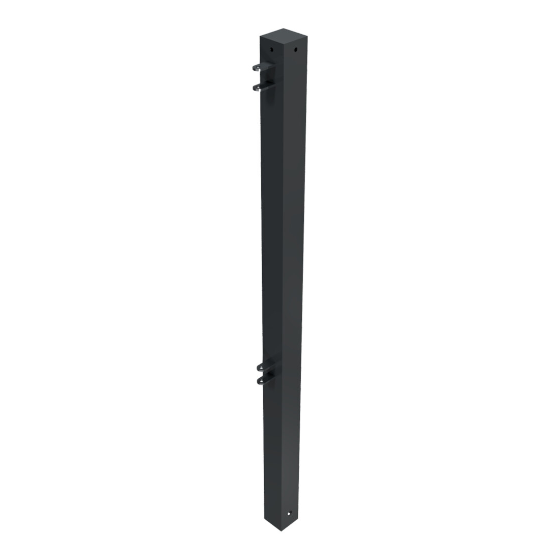 Schake Stadtzaun, Endpfosten + Flachkopf, Vierkantrohr 70x70mm + Stahlkappe, beschichtet, Höhe 1000mm über Flur, zum einbetonieren, 2 Verbindungslaschen