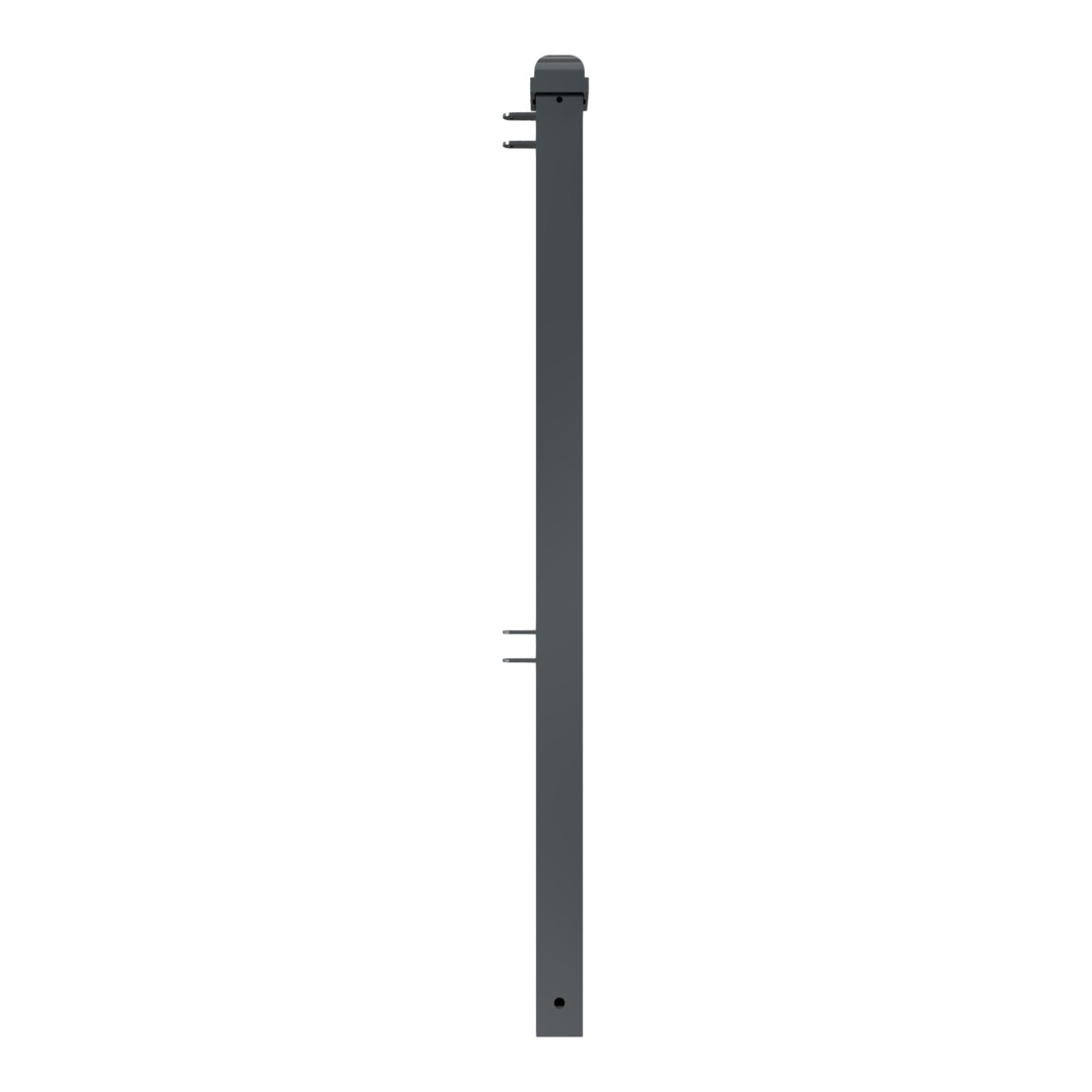 Schake Stadtzaun, Endpfosten + Zierkopf, Vierkantrohr 70x70mm + Stahlkappe, beschichtet, Höhe 1000mm über Flur, zum einbetonieren, 2 Verbindungslaschen