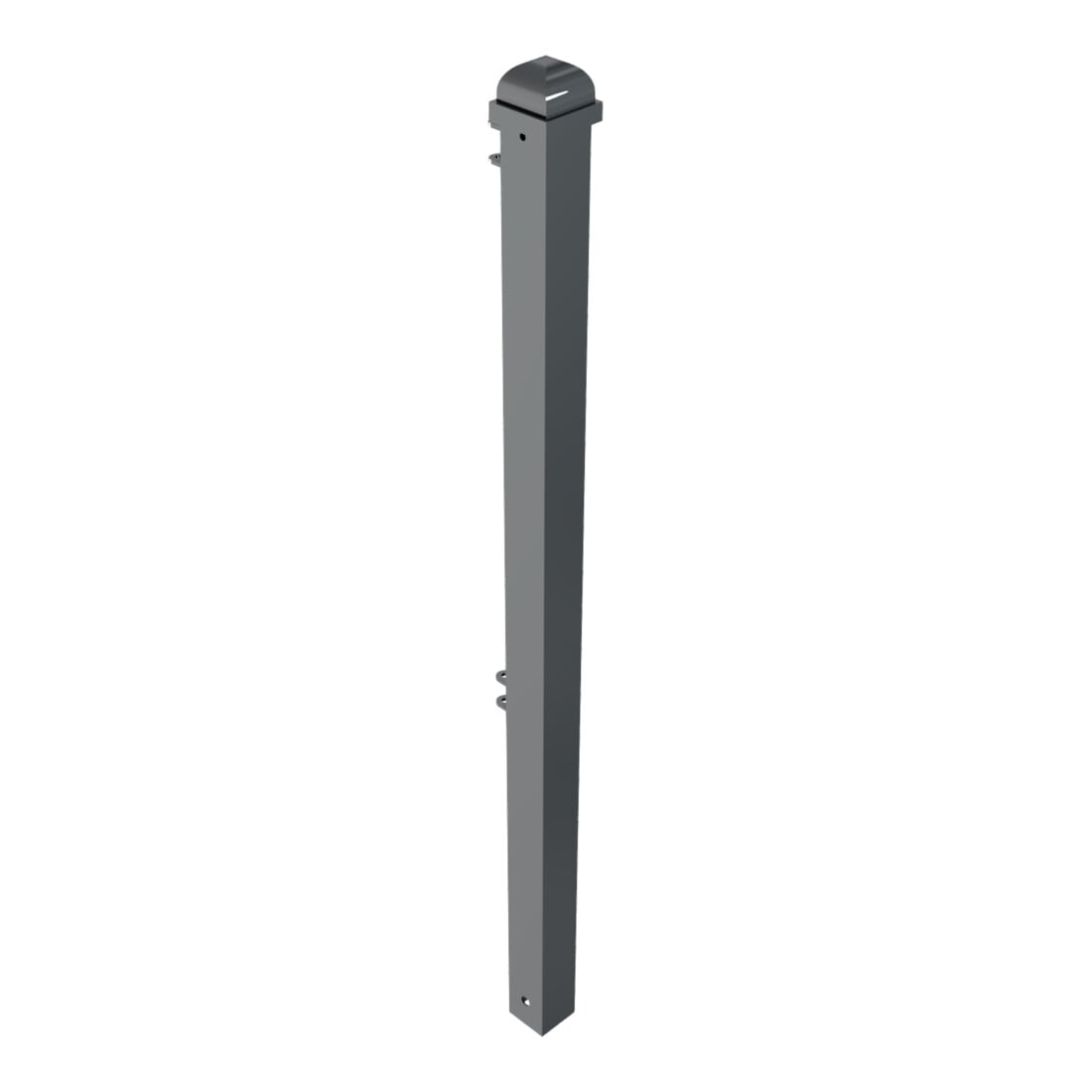 Schake Stadtzaun, Endpfosten + Zierkopf, Vierkantrohr 70x70mm + Stahlkappe, beschichtet, Höhe 1000mm über Flur, zum einbetonieren, 2 Verbindungslaschen