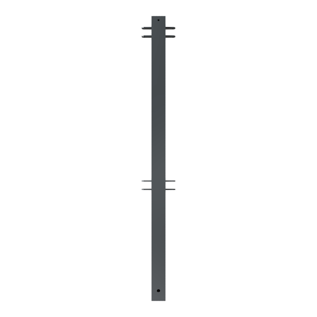 Schake Stadtzaun, Mittelpfosten + Flachkopf, Vierkantrohr 70x70mm + Stahlkappe, beschichtet, Höhe 1000mm über Flur, zum einbetonieren, 4 Verbindungslaschen