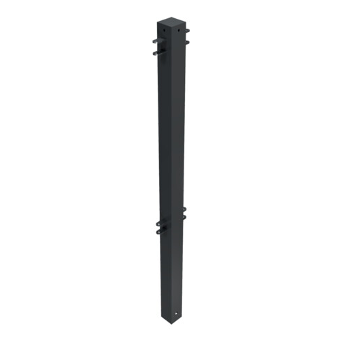 Schake Stadtzaun, Mittelpfosten + Flachkopf, Vierkantrohr 70x70mm + Stahlkappe, beschichtet, Höhe 1000mm über Flur, zum einbetonieren, 4 Verbindungslaschen