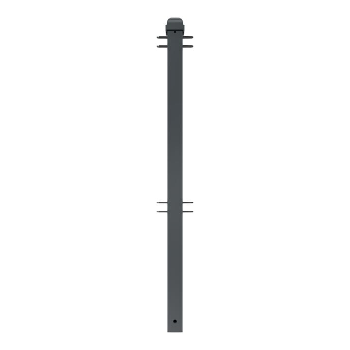 Schake Stadtzaun, Mittelpfosten + Zierkopf, Vierkantrohr 70x70mm + Stahlkappe, beschichtet, Höhe 1000mm über Flur, zum einbetonieren, 4 Verbindungslaschen