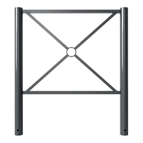 Schake Stadtzaun, Zaunelement + Flachkopf, Ø76mm, beschichtet, Gesamthöhe 1200mm, Breite: 1000mm, zum Einbetonieren