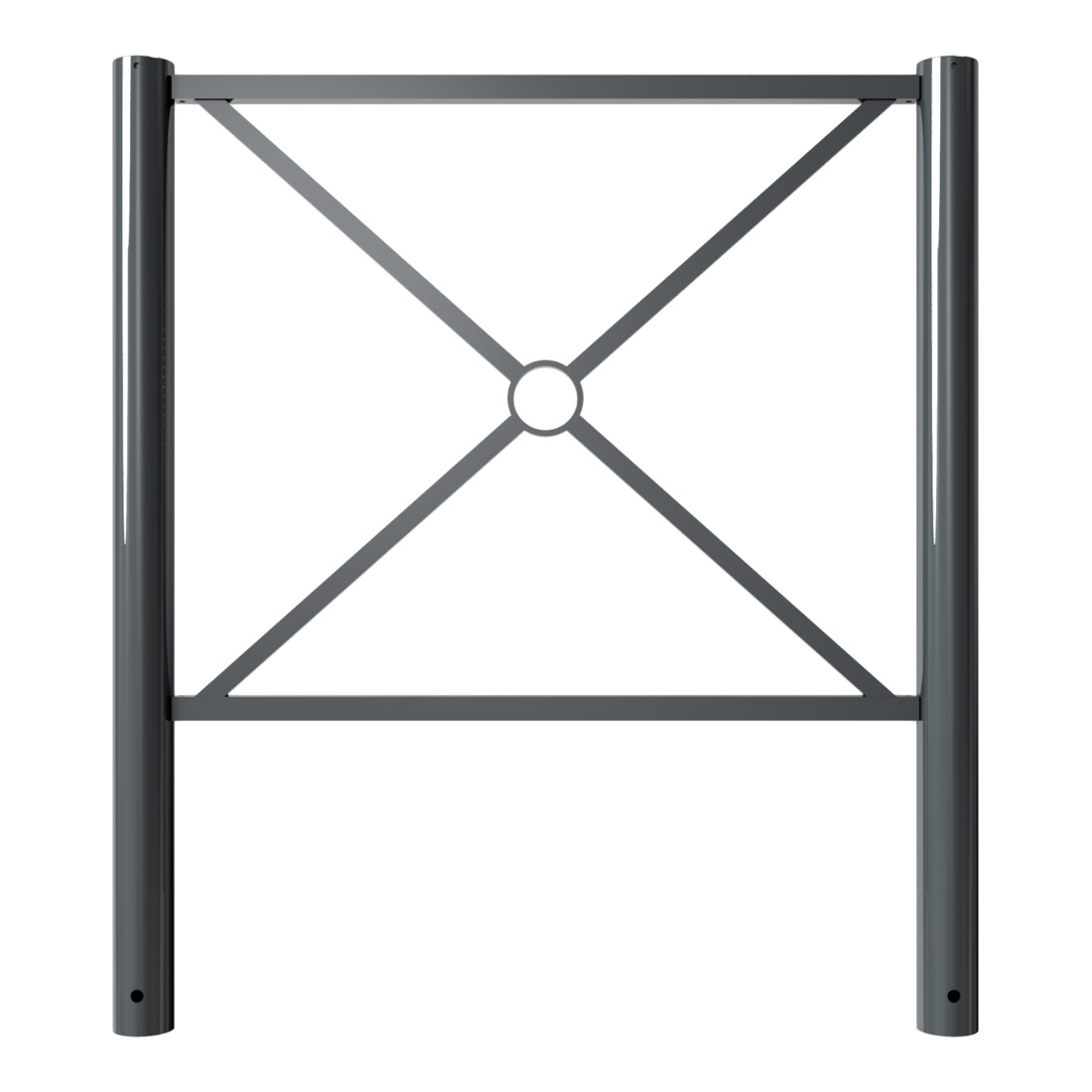 Schake Stadtzaun, Zaunelement + Flachkopf, Ø76mm, beschichtet, Gesamthöhe 1200mm, Breite: 1000mm, zum Einbetonieren