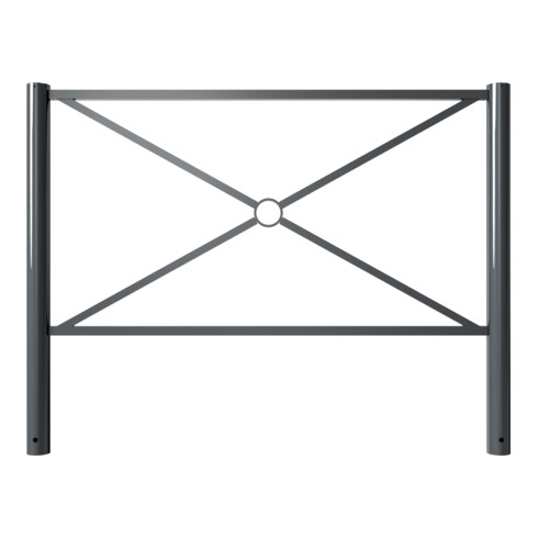 Schake Stadtzaun, Zaunelement + Flachkopf, Ø76mm, beschichtet, Gesamthöhe 1200mm, Breite: 1500mm, zum Einbetonieren