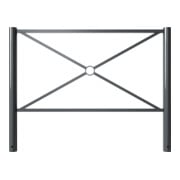 Schake Stadtzaun, Zaunelement + Flachkopf, Ø76mm, beschichtet, Gesamthöhe 1200mm, Breite: 1500mm, zum Einbetonieren-4