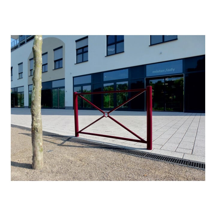 Schake Stadtzaun, Zaunelement + Flachkopf, Ø76mm, beschichtet, Gesamthöhe 1200mm, Breite: 1000mm, zum Einbetonieren