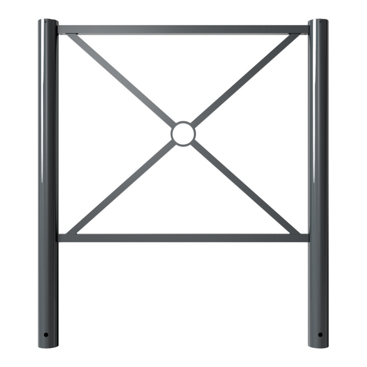 Schake Stadtzaun, Zaunelement + Flachkopf, Ø76mm, beschichtet, Gesamthöhe 1200mm, Breite: 1000mm, zum Einbetonieren