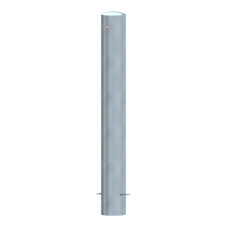 Schake Stahlrohrpoller Ø 152 x 3,2 mm ortsfest, zum Einbetonieren feuerverzinkt / weiß beschichtet, feuerverzinkt, Gesamtlänge: 1200 mm, mit aufgeschweißter Stahlkappe