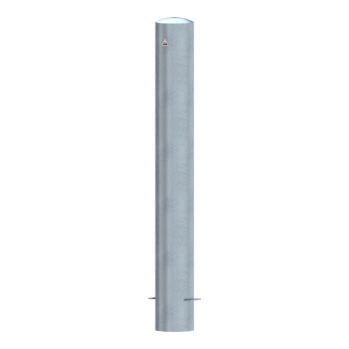 Schake Stahlrohrpoller Ø 152 x 3,2 mm ortsfest, zum Einbetonieren feuerverzinkt / weiß beschichtet, feuerverzinkt, Gesamtlänge: 1200 mm, mit aufgeschweißter Stahlkappe