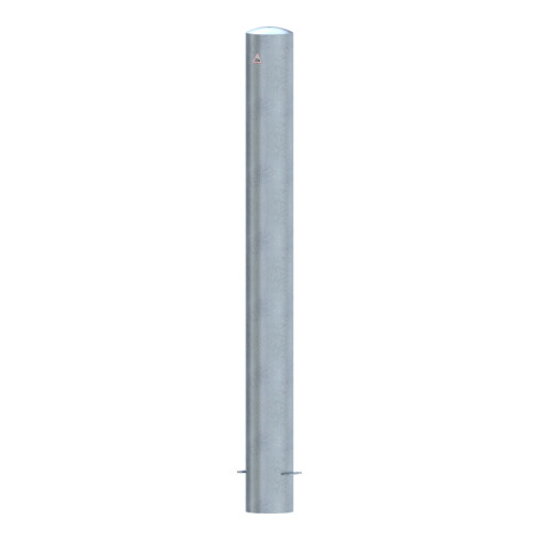 Schake Stahlrohrpoller Ø 152 x 3,2 mm ortsfest, zum Einbetonieren feuerverzinkt / weiß beschichtet, feuerverzinkt, Gesamtlänge: 1500 mm, mit aufgeschweißter Stahlkappe