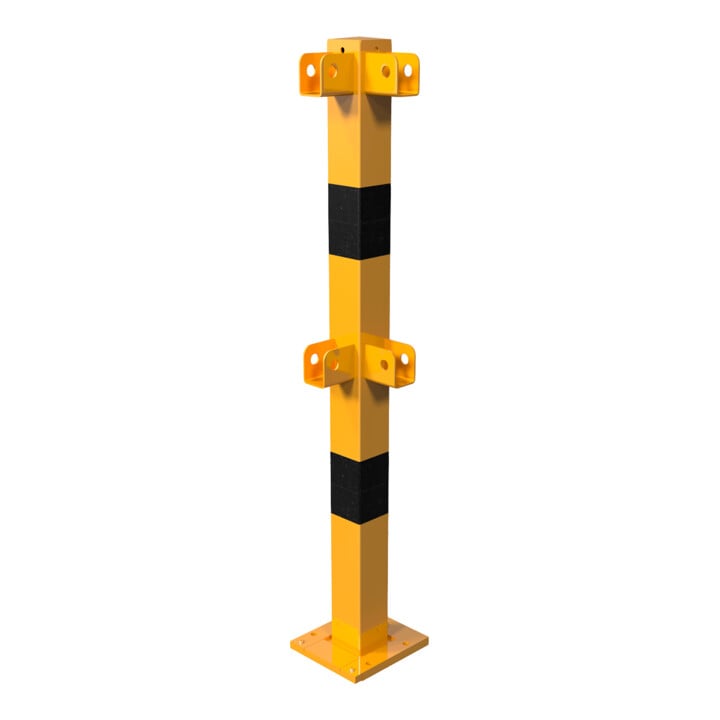 Set Schake Standpfosten zum Aufdübeln Stahlrohr 70 x 70 mm + Bodenplatte 100 x 150 mm + BefestigungsschraubensatzTyp 1