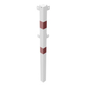 Schake Standpfosten Stahlrohr 70 x 70 mm Eckpfosten für Ober- und Knieholm, weiß / rot +Sechskantschrauben, Mutter M16x60 + Schutzkappen.-5