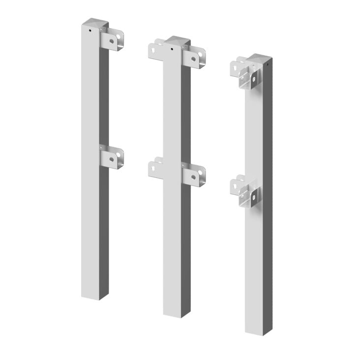 Schake Standpfosten Stahlrohr 70 x 70 mm Endpfosten für Ober- und Knieholm, +Sechskantschrauben, Mutter M16x60 + Schutzkappen