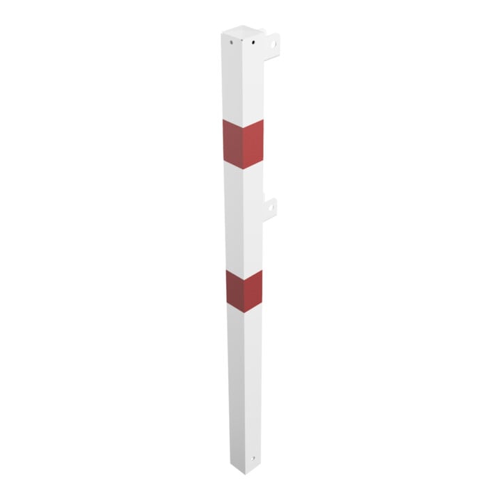 Schake Standpfosten Stahlrohr 70 x 70 mm Endpfosten für Ober- und Knieholm, weiß / rot +Sechskantschrauben, Mutter M16x60 + Schutzkappen.