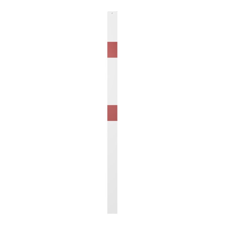 Schake Standpfosten Stahlrohr 70 x 70 mm Endpfosten für Ober- und Knieholm, weiß / rot +Sechskantschrauben, Mutter M16x60 + Schutzkappen.