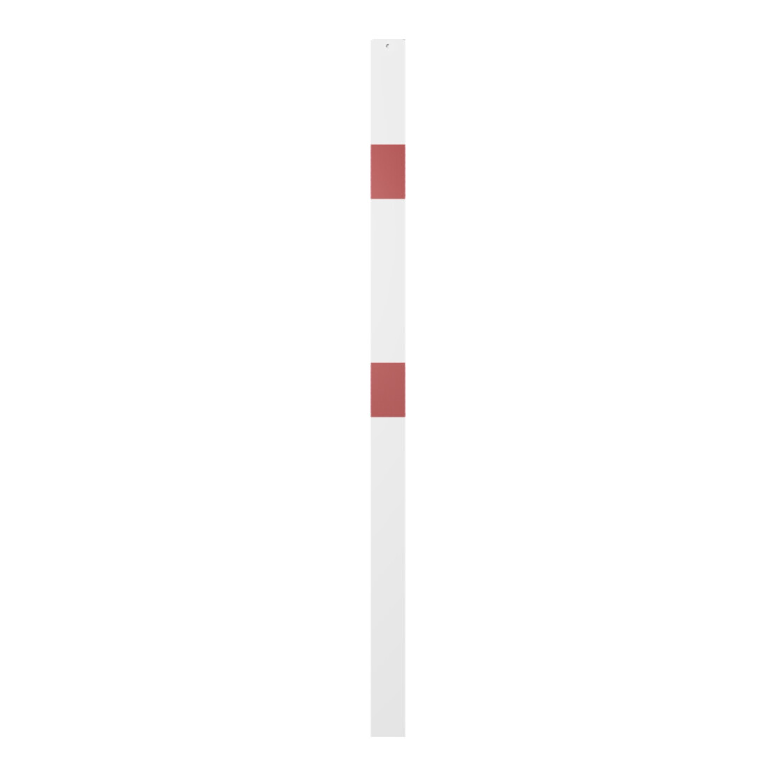 Schake Standpfosten Stahlrohr 70 x 70 mm Endpfosten für Ober- und Knieholm, weiß / rot +Sechskantschrauben, Mutter M16x60 + Schutzkappen.