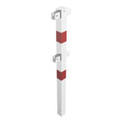 Schake Standpfosten Stahlrohr 70 x 70 mm Mittelpfosten für Ober- und Knieholm, weiß / rot +Sechskantschrauben, Mutter M16x60 + Schutzkappen.-2