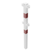 Schake Standpfosten Stahlrohr 70 x 70 mm Mittelpfosten für Ober- und Knieholm, weiß / rot +Sechskantschrauben, Mutter M16x60 + Schutzkappen.-5