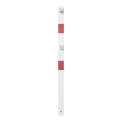 Schake Standpfosten Stahlrohr 70 x 70 mm Mittelpfosten für Ober- und Knieholm, weiß / rot +Sechskantschrauben, Mutter M16x60 + Schutzkappen.