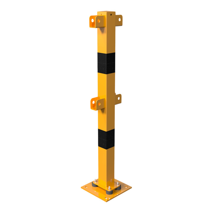 Set Schake Standpfosten zum Aufdübeln Stahlrohr 70 x 70 mm + Bodenplatte 100 x 150 mm + BefestigungsschraubensatzTyp 1