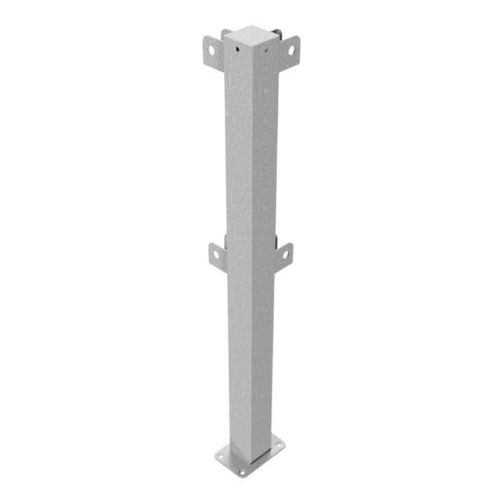 Schake Standpfosten zum Aufdübeln Stahlrohr 70 x 70 mm Eckpfosten für Ober- und Knieholm 90° + Bodenplatte 100 x 150 mm